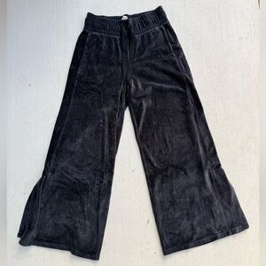 Lululemon Terry Velour High-Rise Wide-Leg Pants Black Size 6 Side Slit Black Y2K